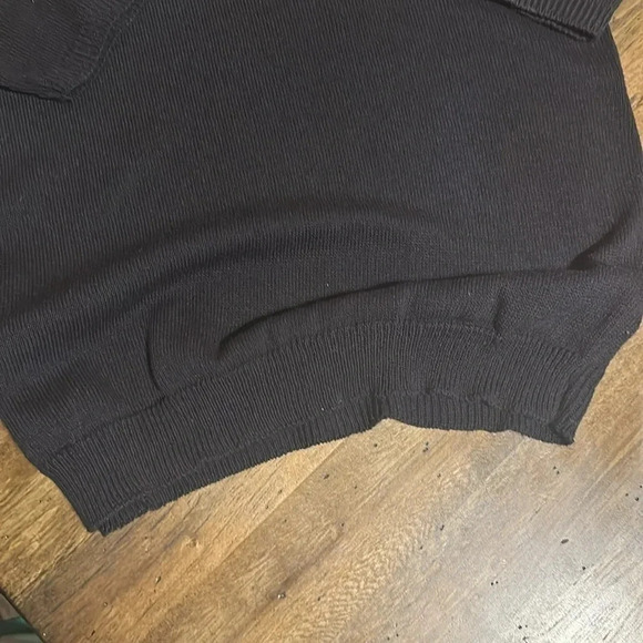 Vintage W&S II Black Sweater Flower Short Sleeve Women Size LG Made in USA BB20 - Picture 7 of 9